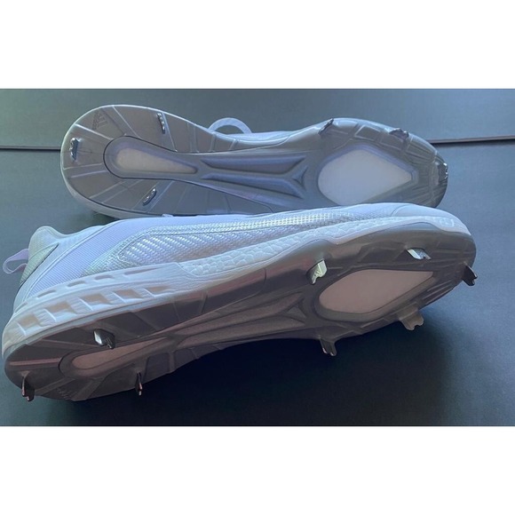 Adidas Icon 6 Metal Baseball Cleats BOOST White‎ Silver FV9341 Men Size 17 NEW main image 4